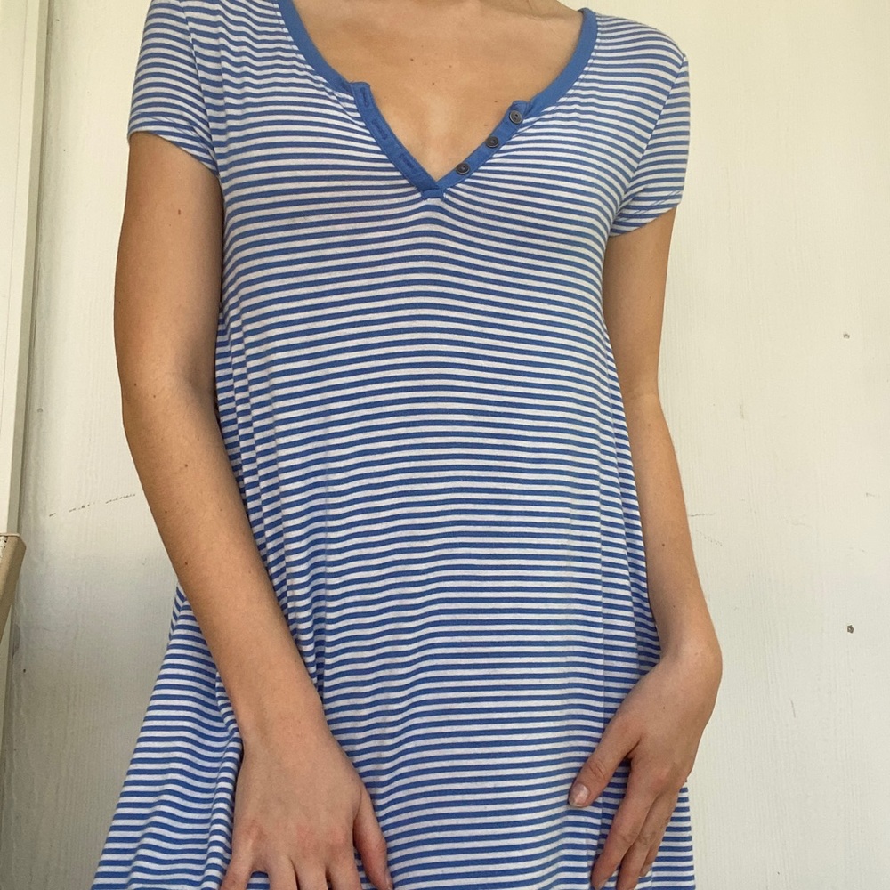 Blue and white t shirt loose dress